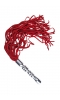 Анальная втулка TOYFA Metal, рельефная, серебристая, с двумя сменными плетками (черная+красная)