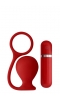 Анальная вибровтулка MENZSTUFF ASS CORK WIDE RED с эрекционным кольцом, силиконовая, красная, 7,5 см, Ø5 см