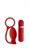 Вибровтулка анальная MENZSTUFF ASS CORK SMALL RED с эрккционным кольцом, силиконовая, красная,  7,5 см, Ø3,5 см