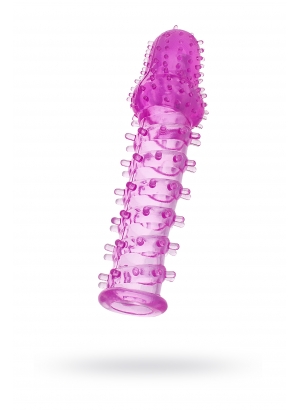 Насадка на пенис TOYFA с дополнительной стимуляцией, TPE, фиолетовя, 13,5 см