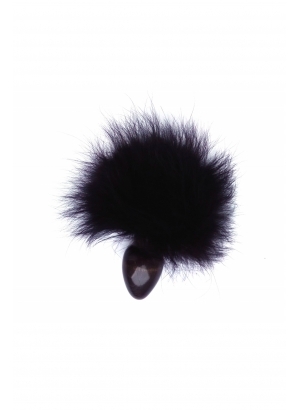 Анальная втулка с чёрным заячьим хвостом 40мм