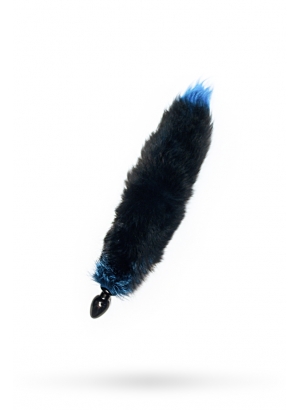 Анальная втулка с голубым лисьим хвостом 60мм