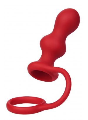 Анальная втулка TOYFA Black&amp;Red с эрекционным кольцом, силиконовая, красная, 10 см