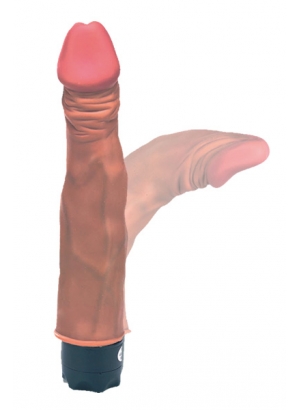 Вибратор Tonga, реалистичный, гнущийся, PVC, коричневый, 19 см