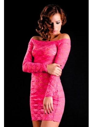 Платье с рукавами и стринги розовые-S/L