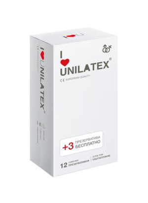 Презервативы Unilatex Natural Ultrathin  №12+3  ультратонкие